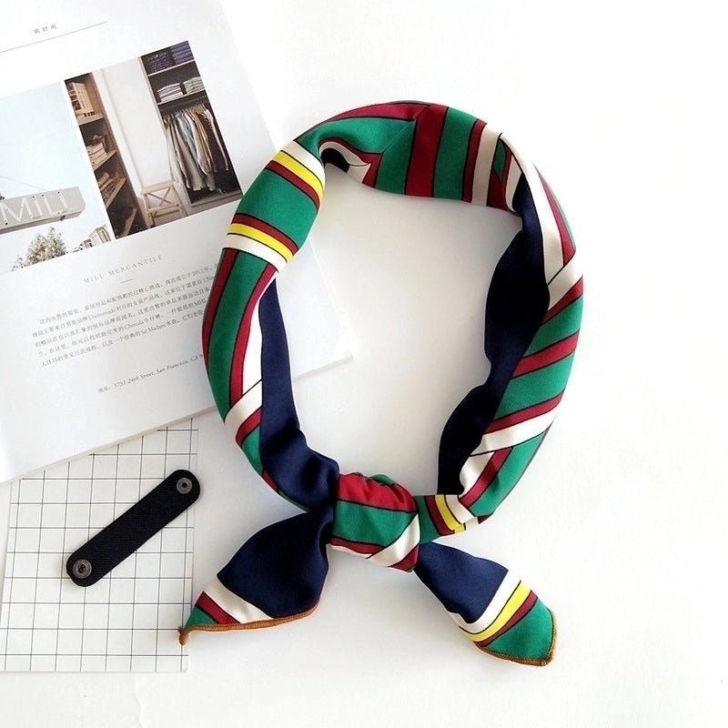 Unisex Sweet Stripe Silk Scarf