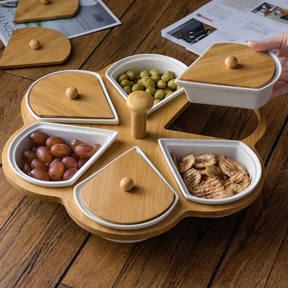 Six-Compartment Ceramic Plate Tabletop Storage Food Plate Fruit Plate And Tableware Decoration