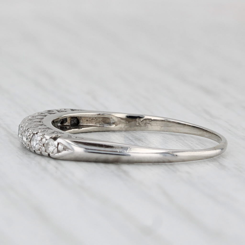 Vintage 0.13ctw Diamond Stackable Ring 10k White Gold Wedding Band