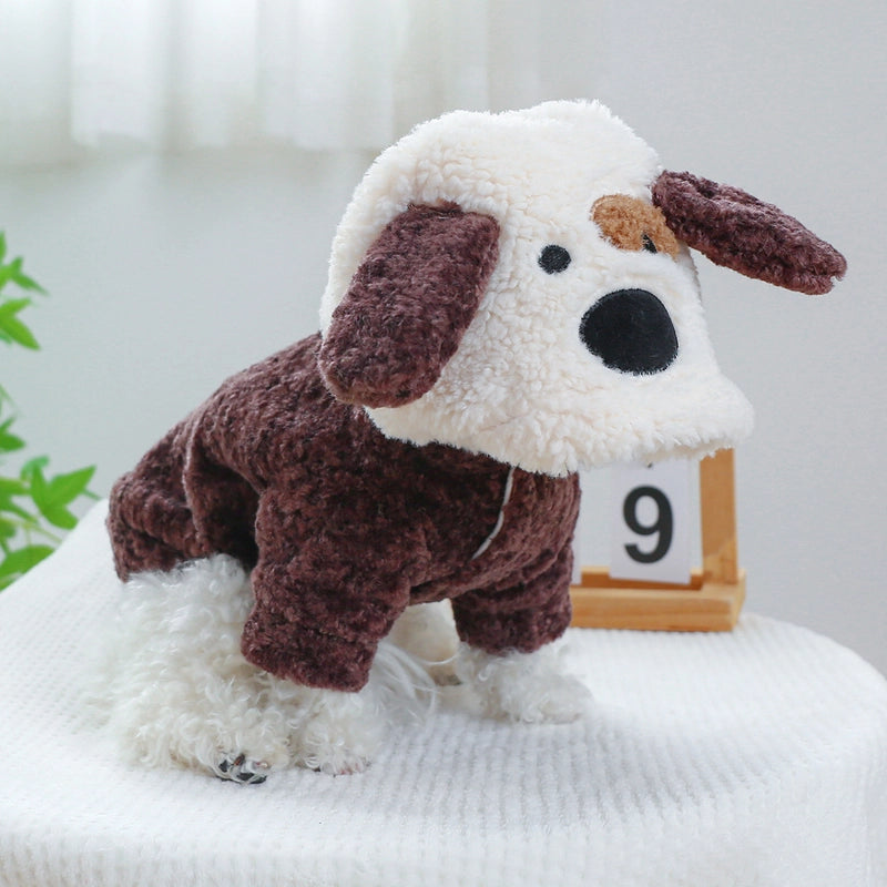 2 Pieces Pet Clothes Autumn And Winter Fleece-Lined Warm Dog Cat Clothing Decoration Flower Four-Legged Dinosaur Transformation Suit Collection