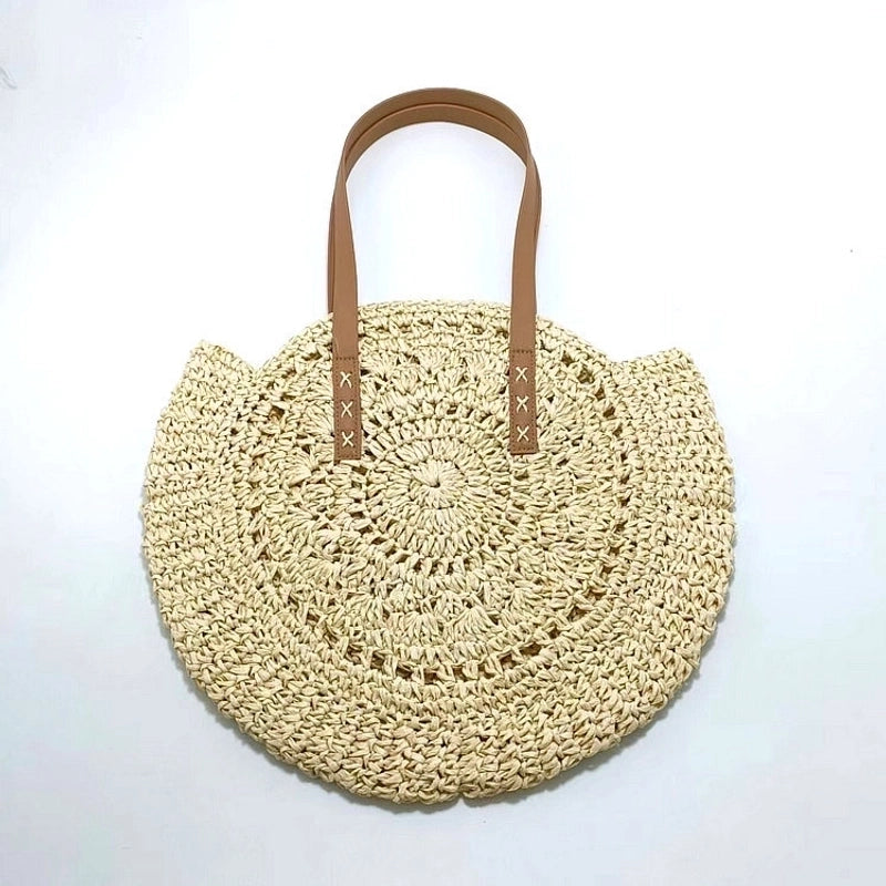Women's Large Spring&summer Straw Vintage Style Circle Bag