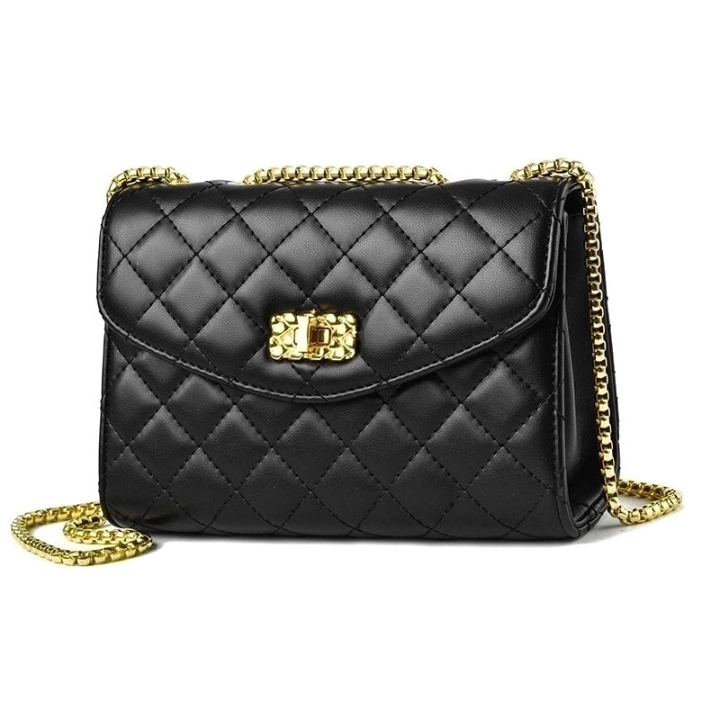 Women's Large Pu Leather Solid Color Lingge Streetwear Square Lock Clasp Crossbody Bag