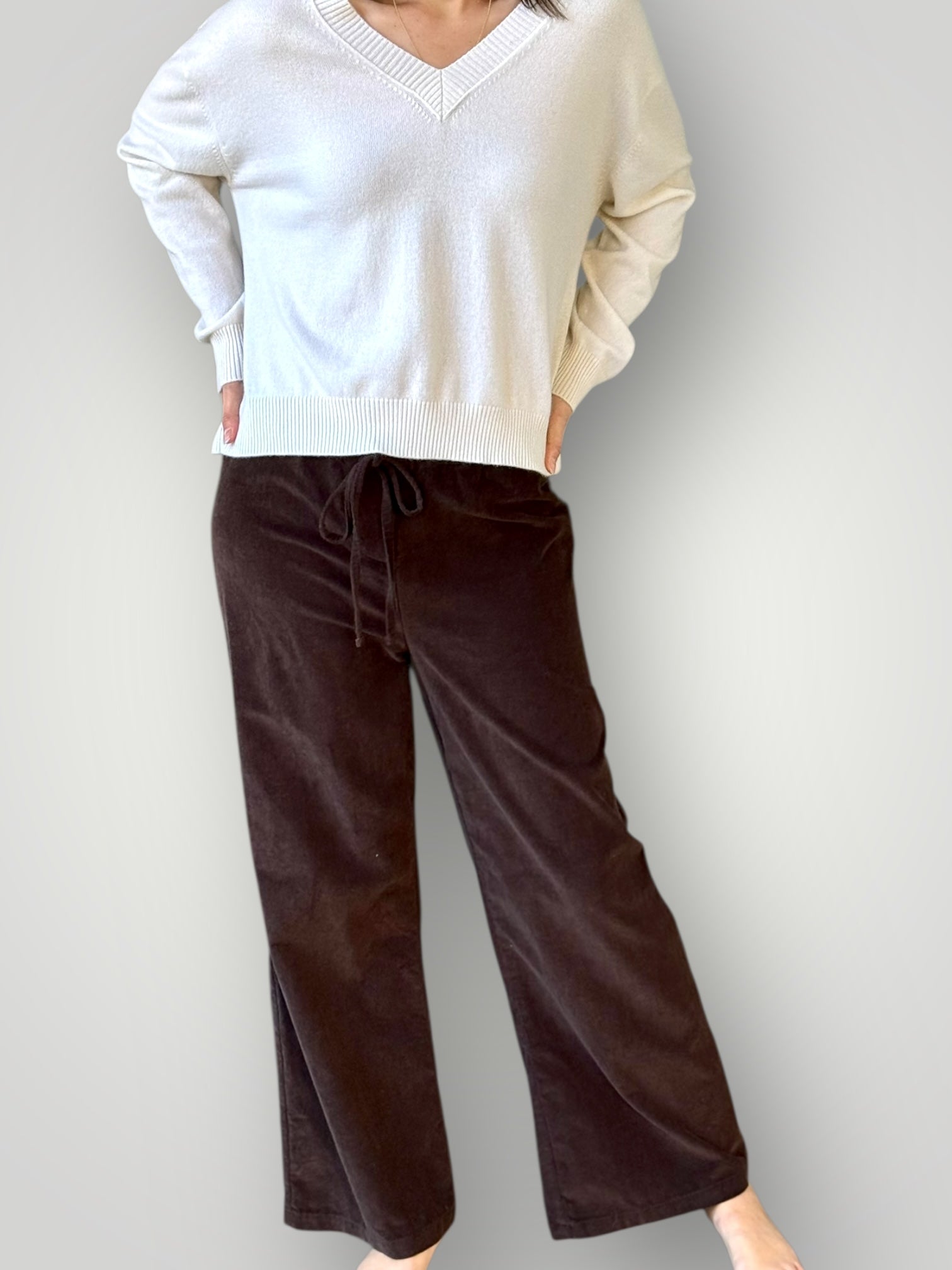 hazel wide leg pants - chocolate cord