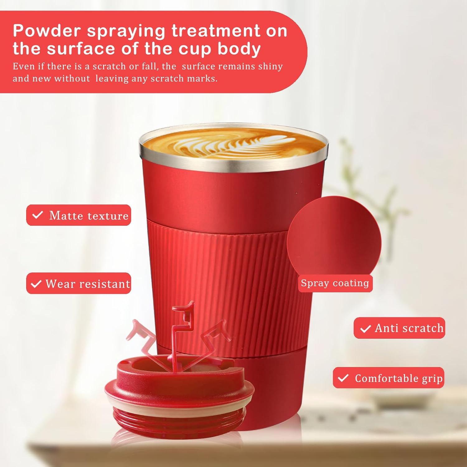 Senshuomy Travel Mug, Insulated Coffee Cup with Leakproof Lid, Reusable Coffee Cups Travel Cup, Stainless Steel thermaol Mug for Hot Cold Drinks (Green 380ml)