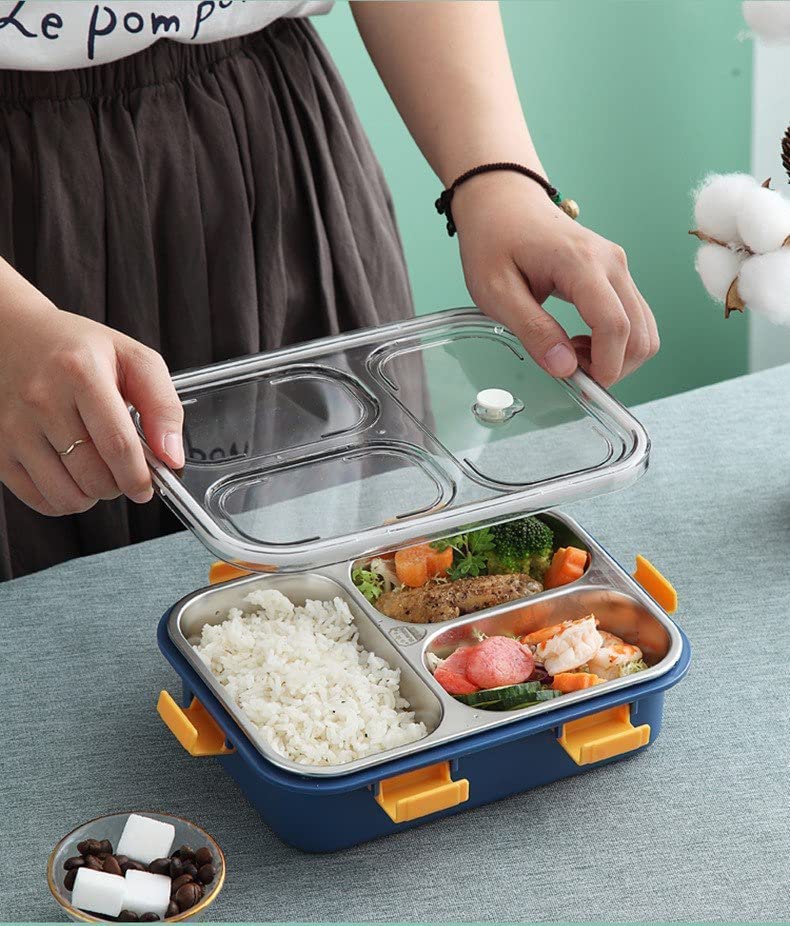 3 Compartment Stainless Steel Insulated Perfect Lunch Box For School & Office Men And Women