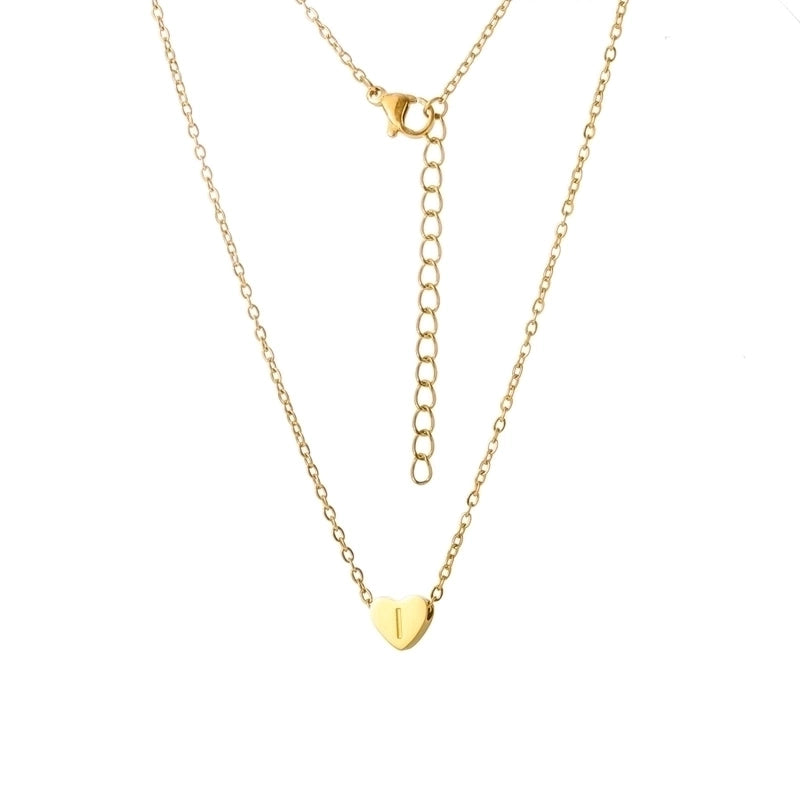 Stainless Steel Titanium Steel 18K Gold Plated Minimalist Letter Heart Shape None Pendant Necklace