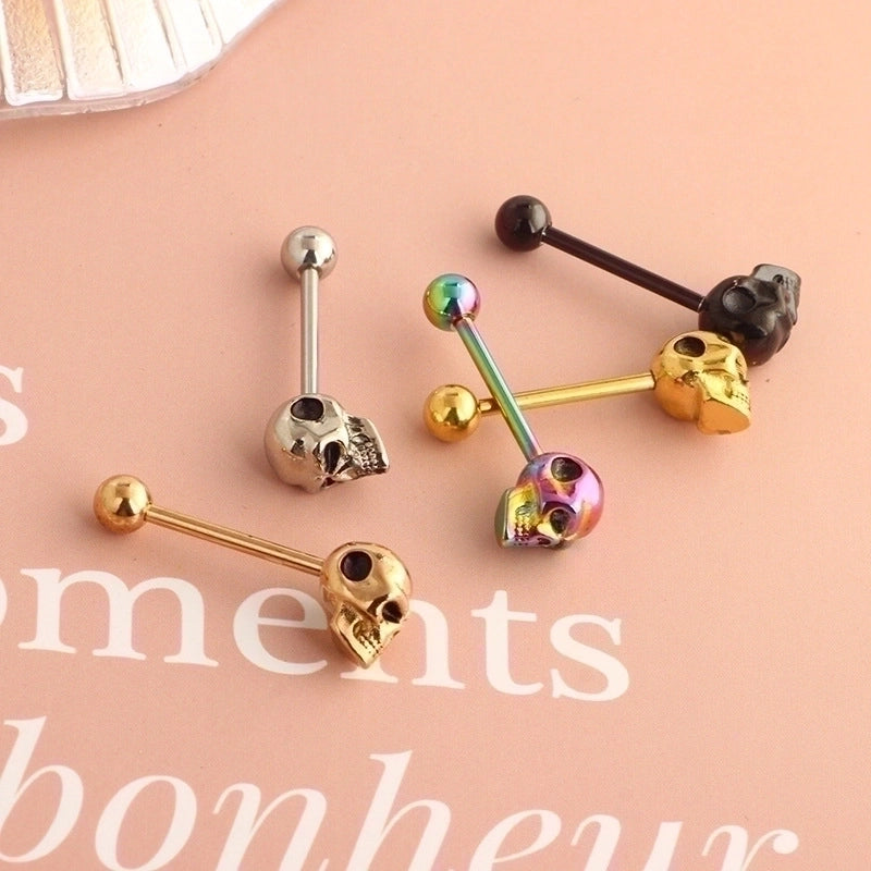 1 Piece Lip Rings Minimalist Skull Stainless Steel Plating