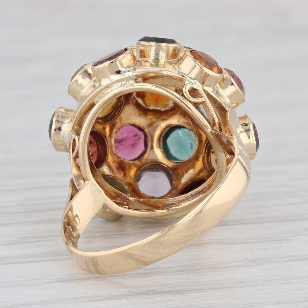 Sputnik Gemstone Ring 18k Gold Amethyst Citrine Aquamarine Garnet Tourmaline