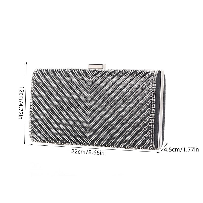 Women's Polyester Stripe Vintage Style Square Magnetic Buckle Evening Bag