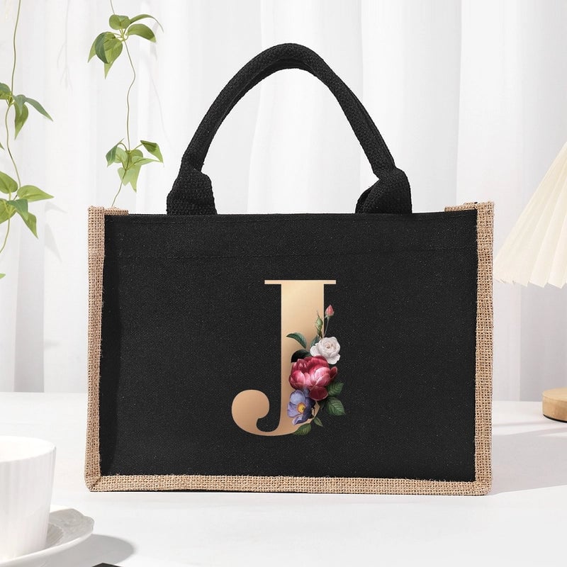 Women's Medium Canvas Letter Basic Classic Style Open Shopping Bags