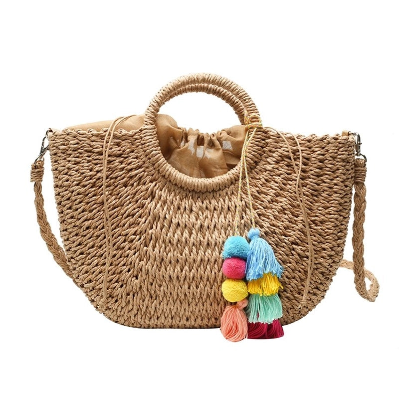 Women's All Seasons Straw Vintage Style Handbag Beach Bag