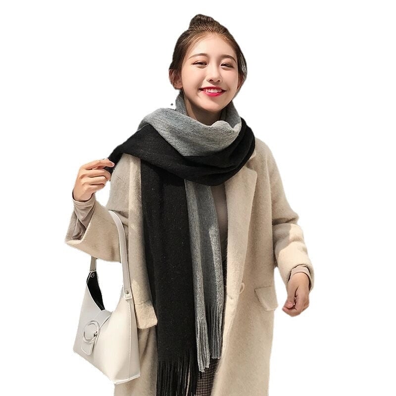Scarf Women's Winter Versatile Cute Student Thickened Wool Warm Internet Celebrity Scarf Men