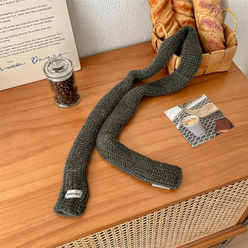 Women's Sweet Solid Color Polyester Knitted Scarf