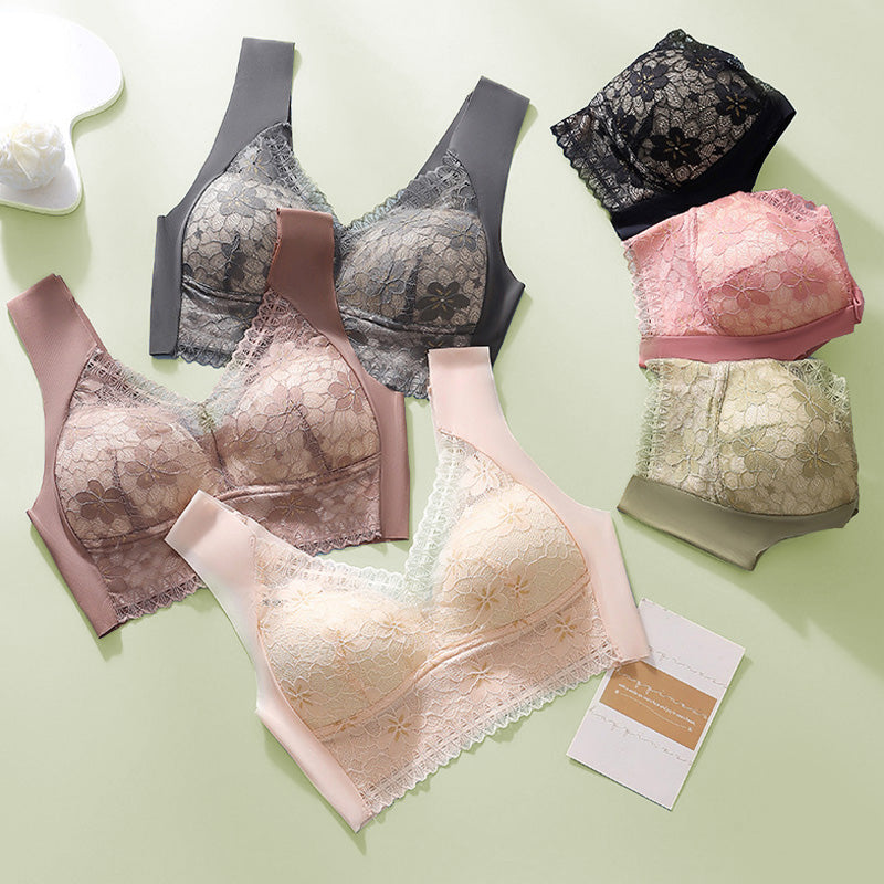 💕Women’s Breathable Soft Wire-Free Seamless Push-Up Lace Bra✨