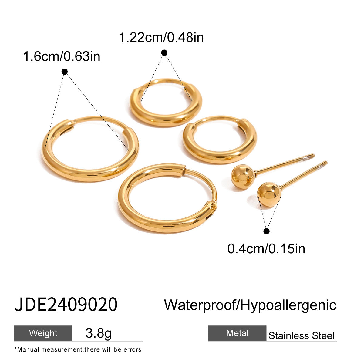 Jie Ding Three Pairs Of Stainless Steel Zircon Earrings Niche Pearl Earrings Titanium Steel Earrings