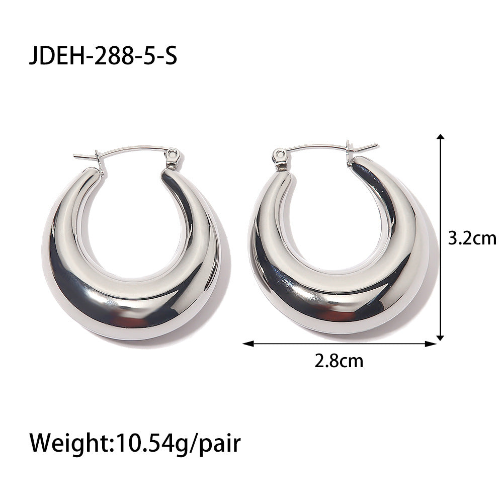 IG Style Circle Geometric Stainless Steel 18K Gold Plated Earrings