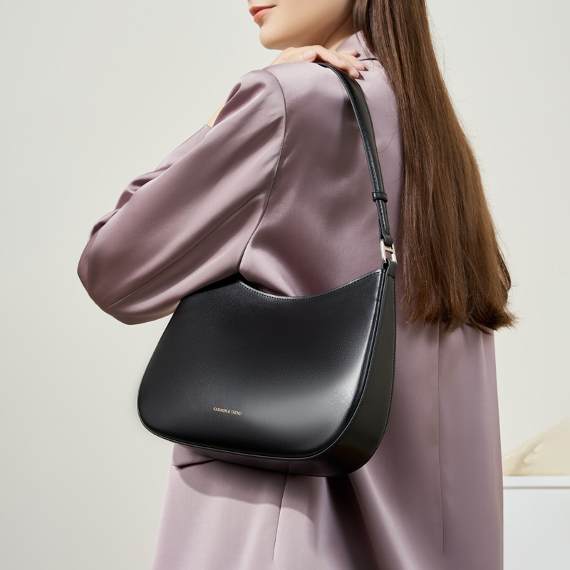 Faux Leather Baguette Shoulder Tote Bag