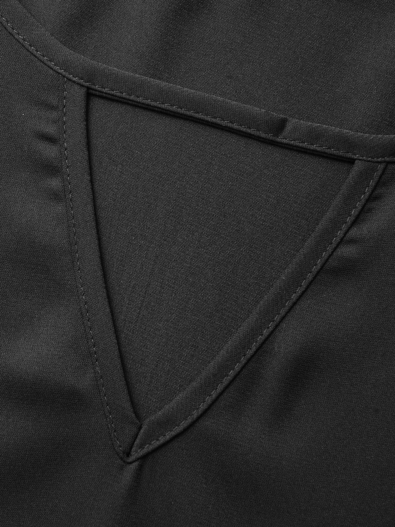 Plain Keyhole Knotted Front Ruffle Sleeve Blouse