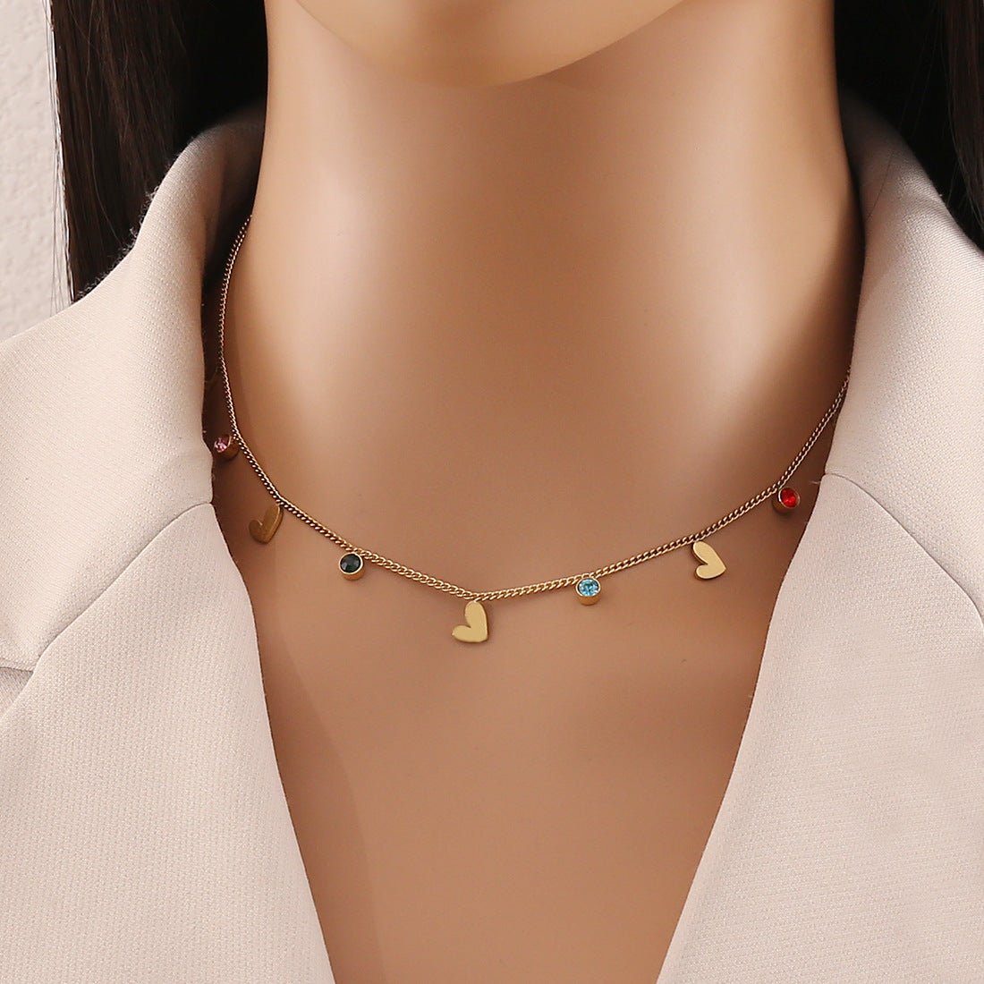 Fashion Heart Droplet Stainless Steel Electroplating Necklaces