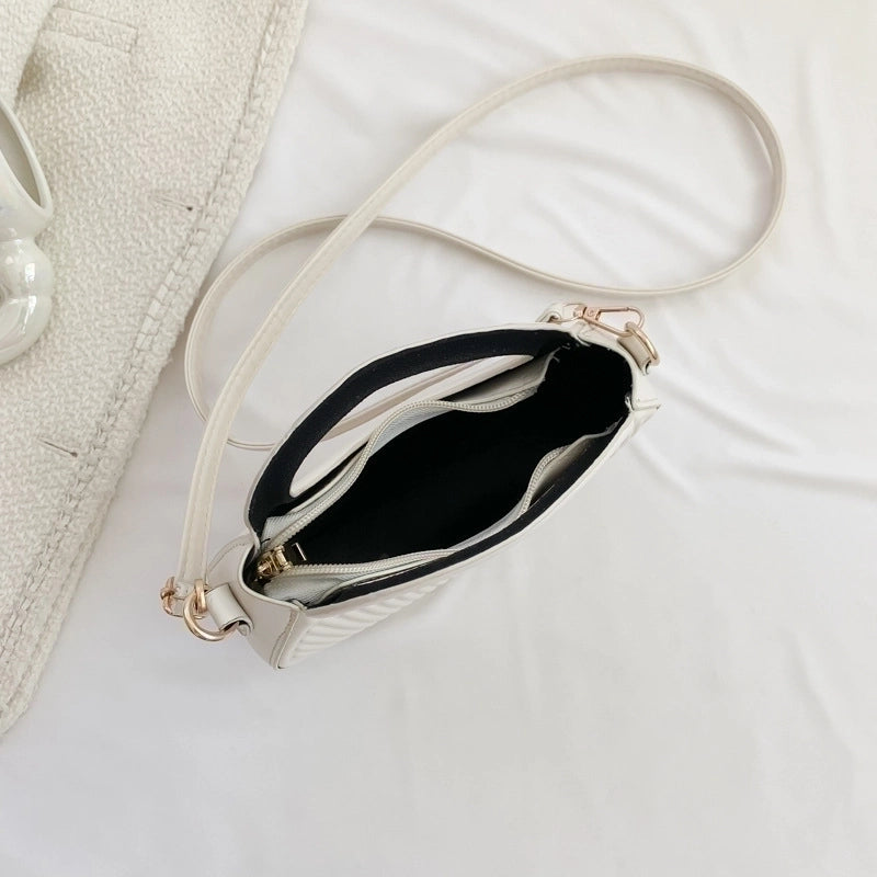 Women's Small All Seasons Pu Leather Solid Color Streetwear Shell Zipper Shoulder Bag Handbag Saddle Bag