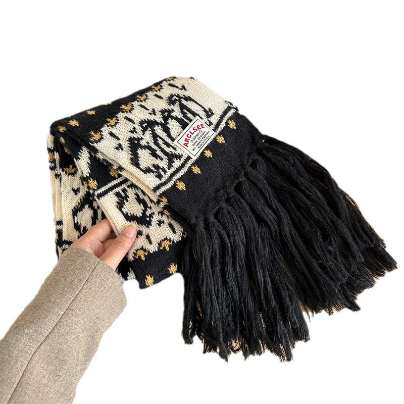 Women's Retro Ethnic Style Stripe Imitation Cashmere Tassel Scarf