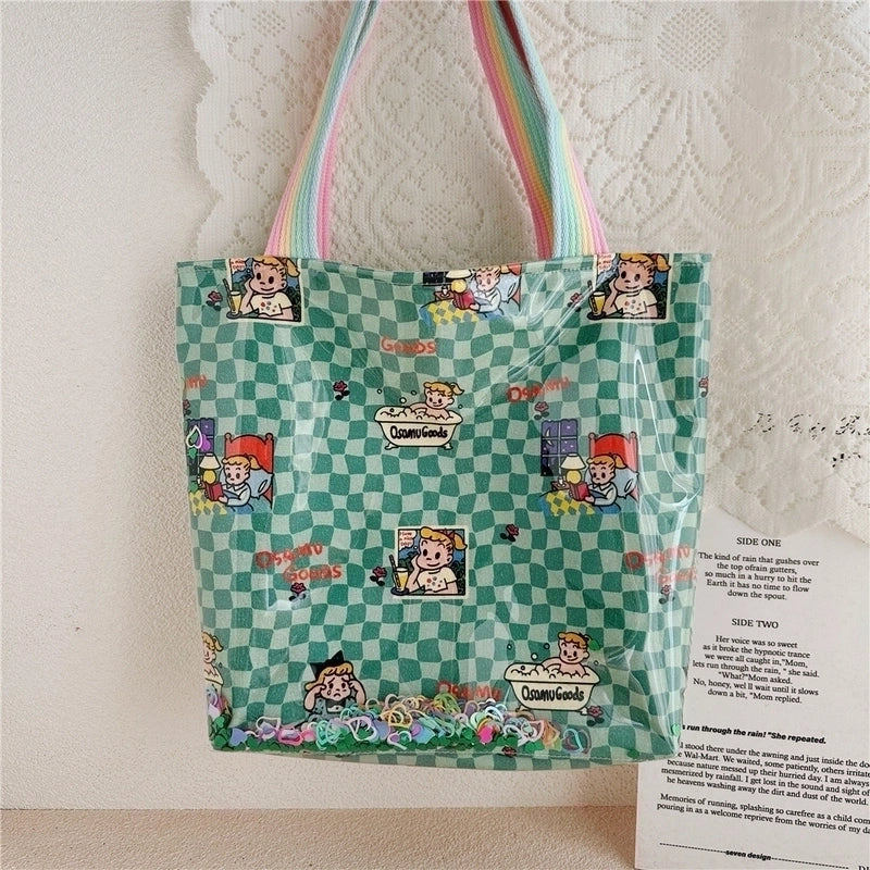 Women's Large Cotton Cartoon Preppy Style Classic Style Square Open Shoulder Bag