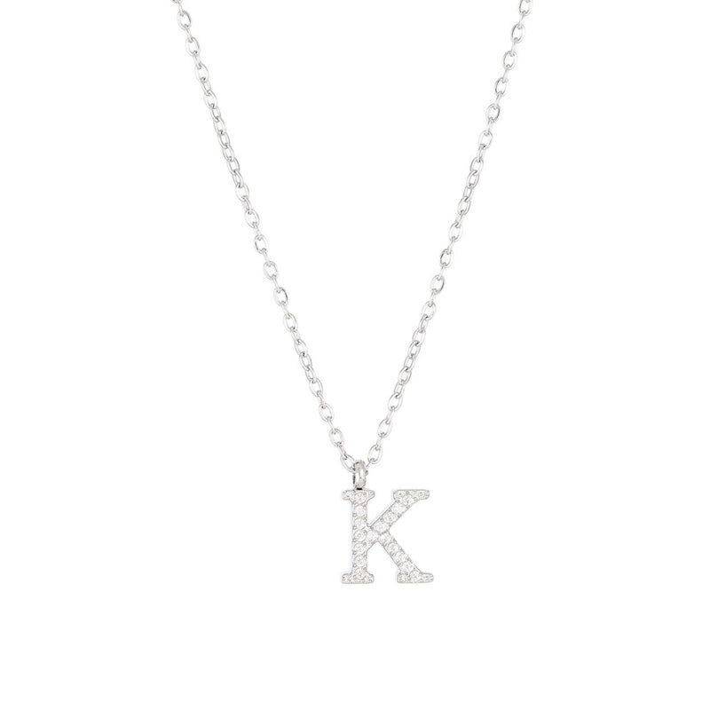 Minimalist Letter 304 Stainless Steel Zircon 16K Gold Plated White Gold Plated Plating Inlay Pendant Necklace