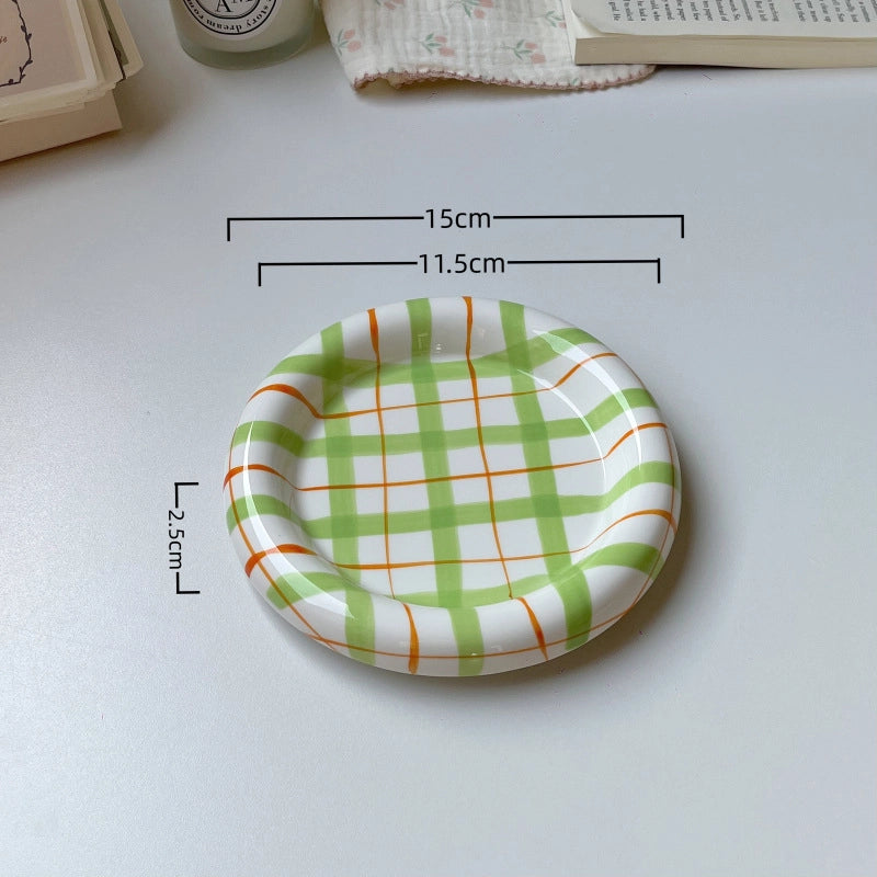 Cute Lattice Porcelain Plate 1 Piece
