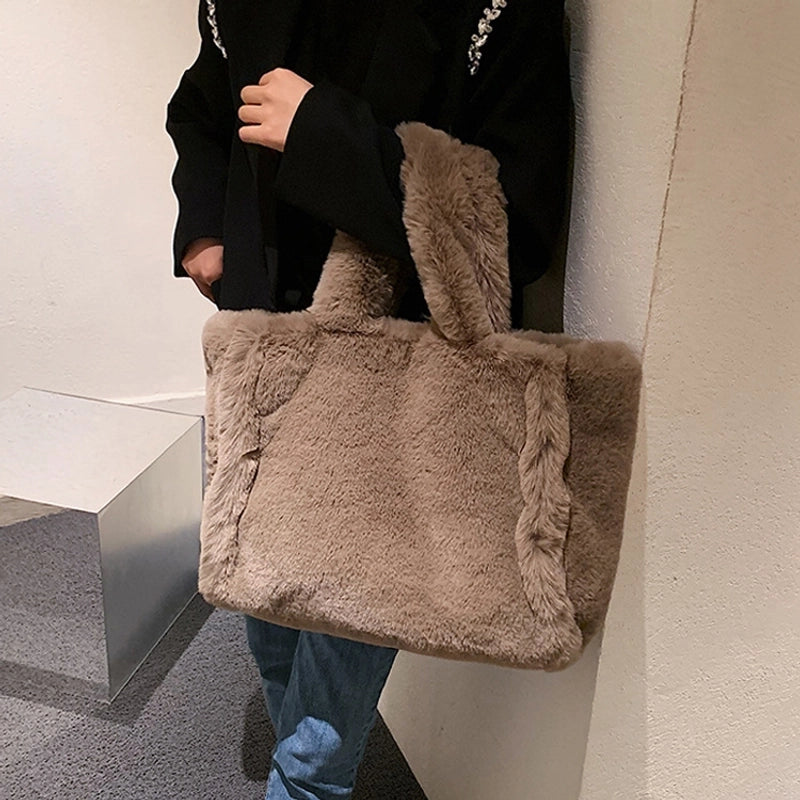 Winter New Mao Mao Bag Women's Bag Large Capacity Women's Shoulder Crossbody Bag Portable Tote Plush Bag