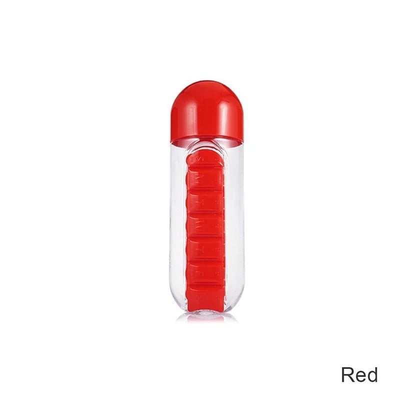 Water Bottle With Weekly Pillbox | Buy 2 Free Shipping