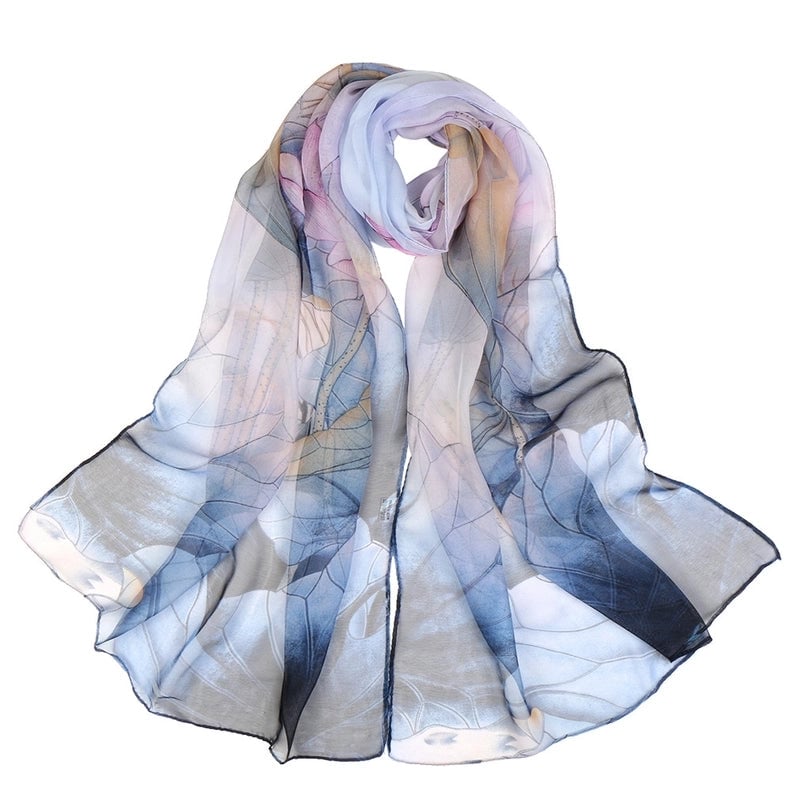 Women's Elegant Flower Georgette Printing Cotton Linen Scarves