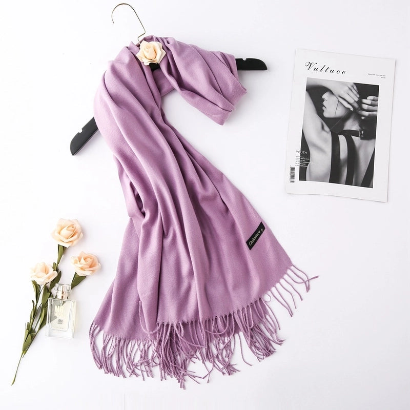 Solid Color 250g Cashmere Wool Scarf Short Thorn Lint Cashmere Warm Men's And Women's Autumn And Winter Shawls