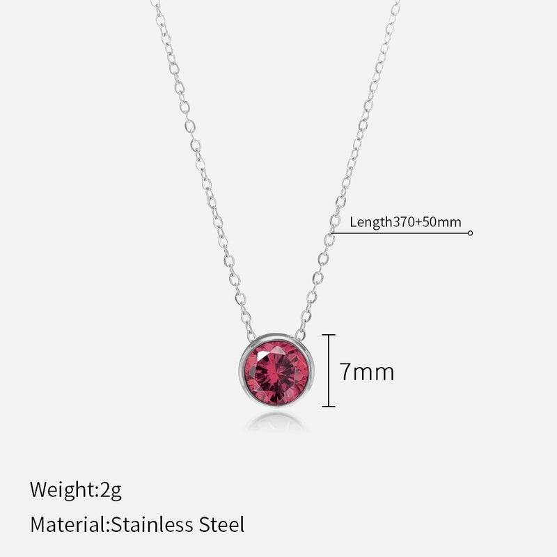 Minimalist Round 304 Stainless Steel Rhinestones Plating Stainless Steel Necklaces
