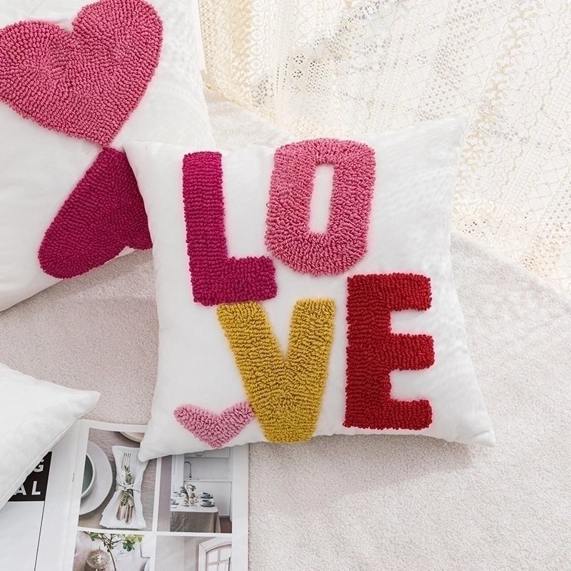 Cute Letter Cotton Pillow Cases