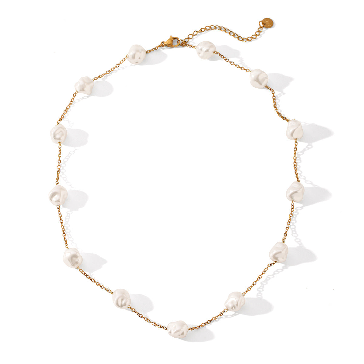 Stainless Steel Necklace With Special-Shaped Pearls For Women Retro Titanium Steel Clavicle Chain