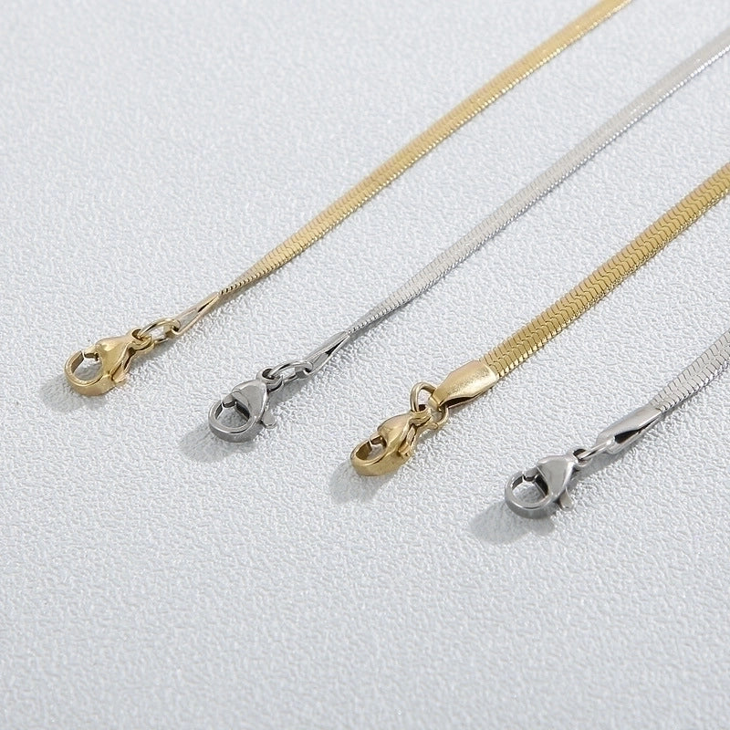 Classic Style Solid Color Titanium Steel 18K Gold Plated Plating Chain Necklace