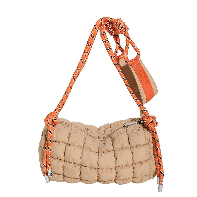 Women's Cotton Plaid Cute Pillow Shape Zipper Cloud Shape Bag