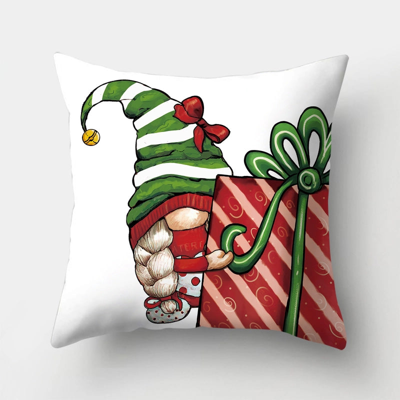 Christmas Minimalist Santa Claus Gift Box Snowman Fibre Peach Skin Pillow Cases Couch & Sofa Decor