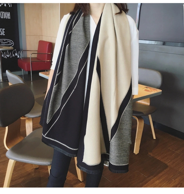 Scarf Women's Autumn And Winter Shawl Thickened Warm Neck Double-sided Extra Large Office Dual-use Long New