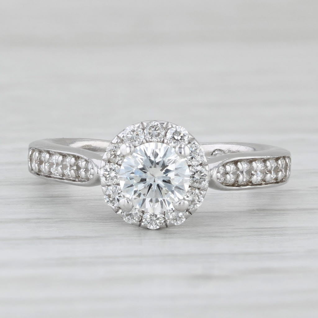 0.83ctw The Leo Diamond Engagement Ring Round Halo 14k White Gold Size 4.75