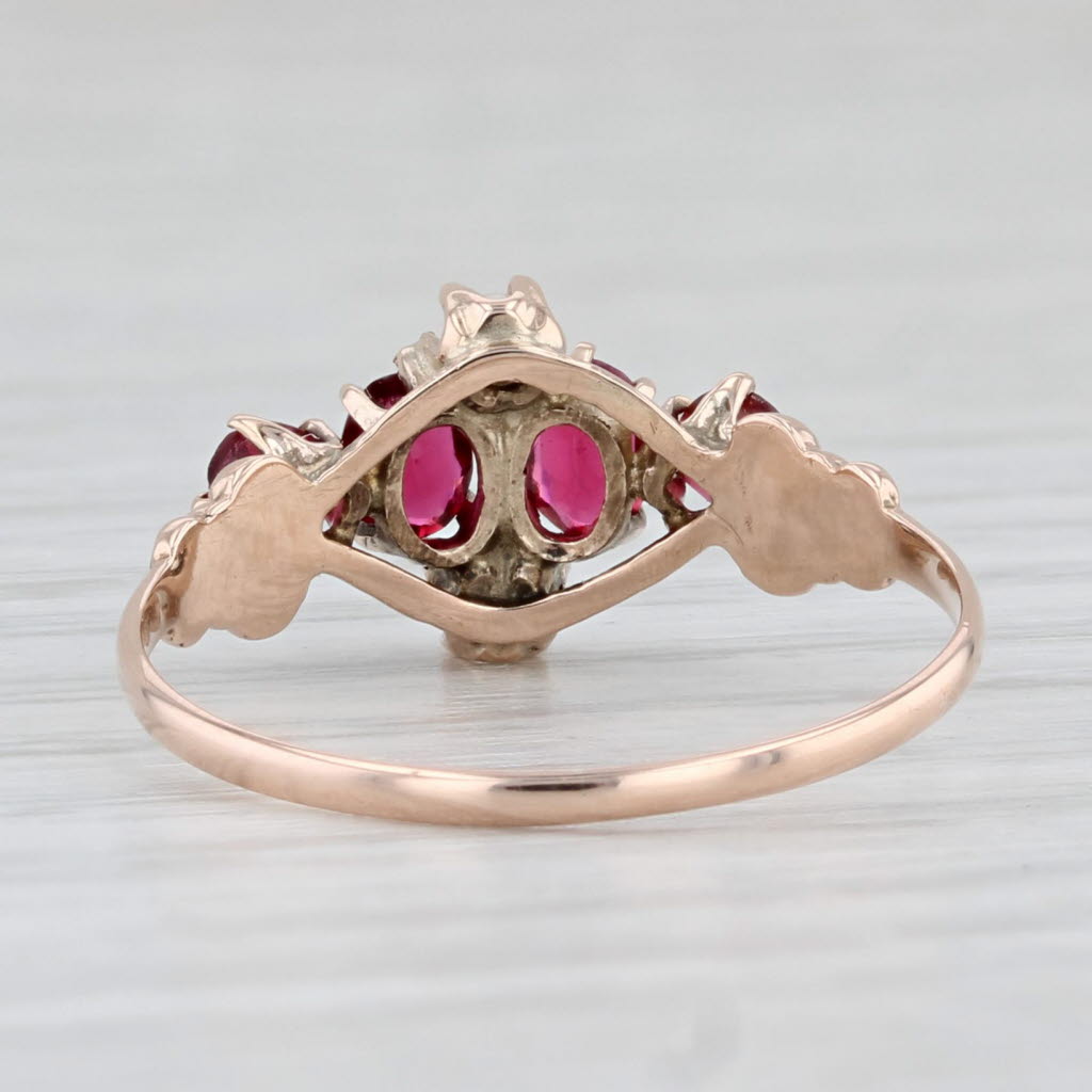 Victorian Antique Ring 8k Rose Gold Pearl Simulated Pearls Glass Size 7
