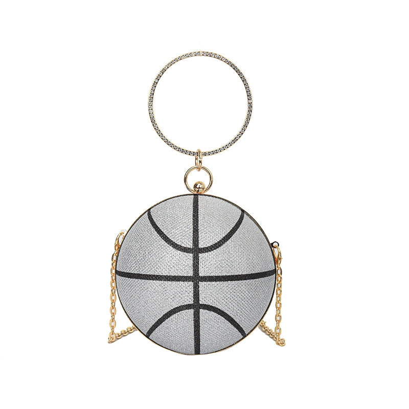 Women's Cloth Basketball Streetwear Round Lock Clasp Circle Bag Handbag Crossbody Bag