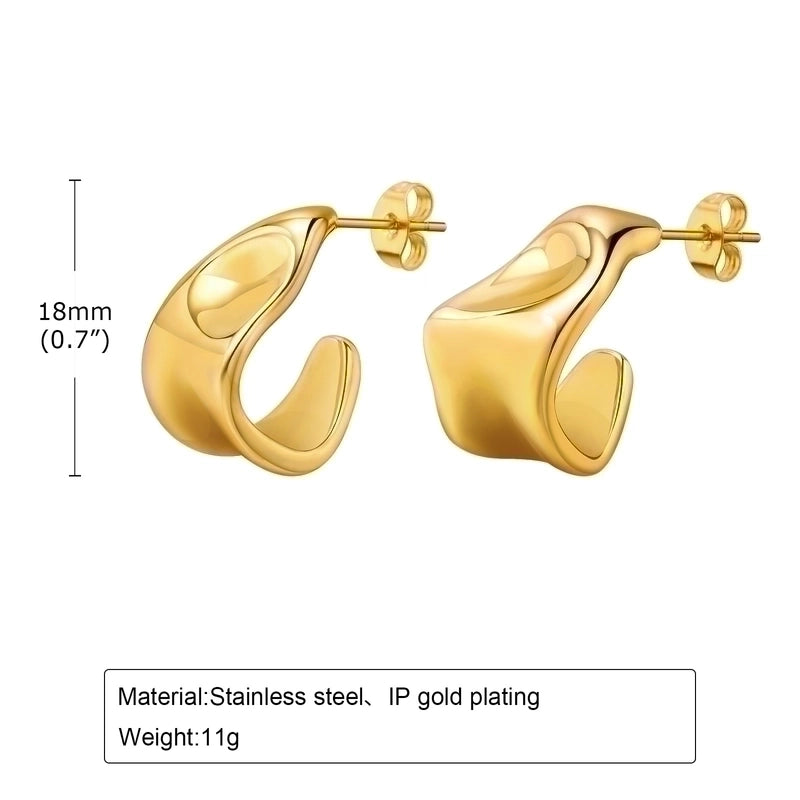 1 Pair IG Style Vintage Style C Shape Solid Color Plating 201 Stainless Steel Ear Studs