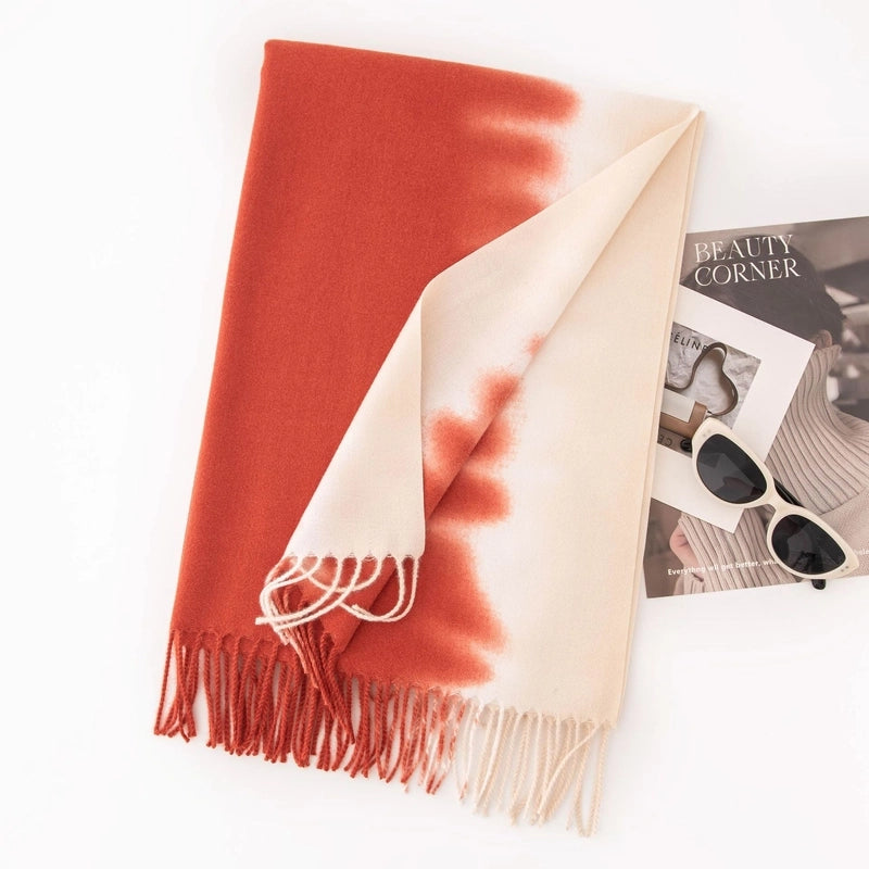 Women's Casual Multicolor Imitation Cashmere Tassel Scarf