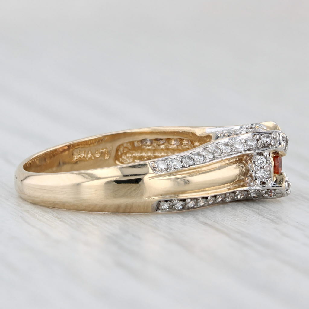 0.82ctw Spessartite Orange Garnet Diamond Ring 14k Yellow Gold Size 6