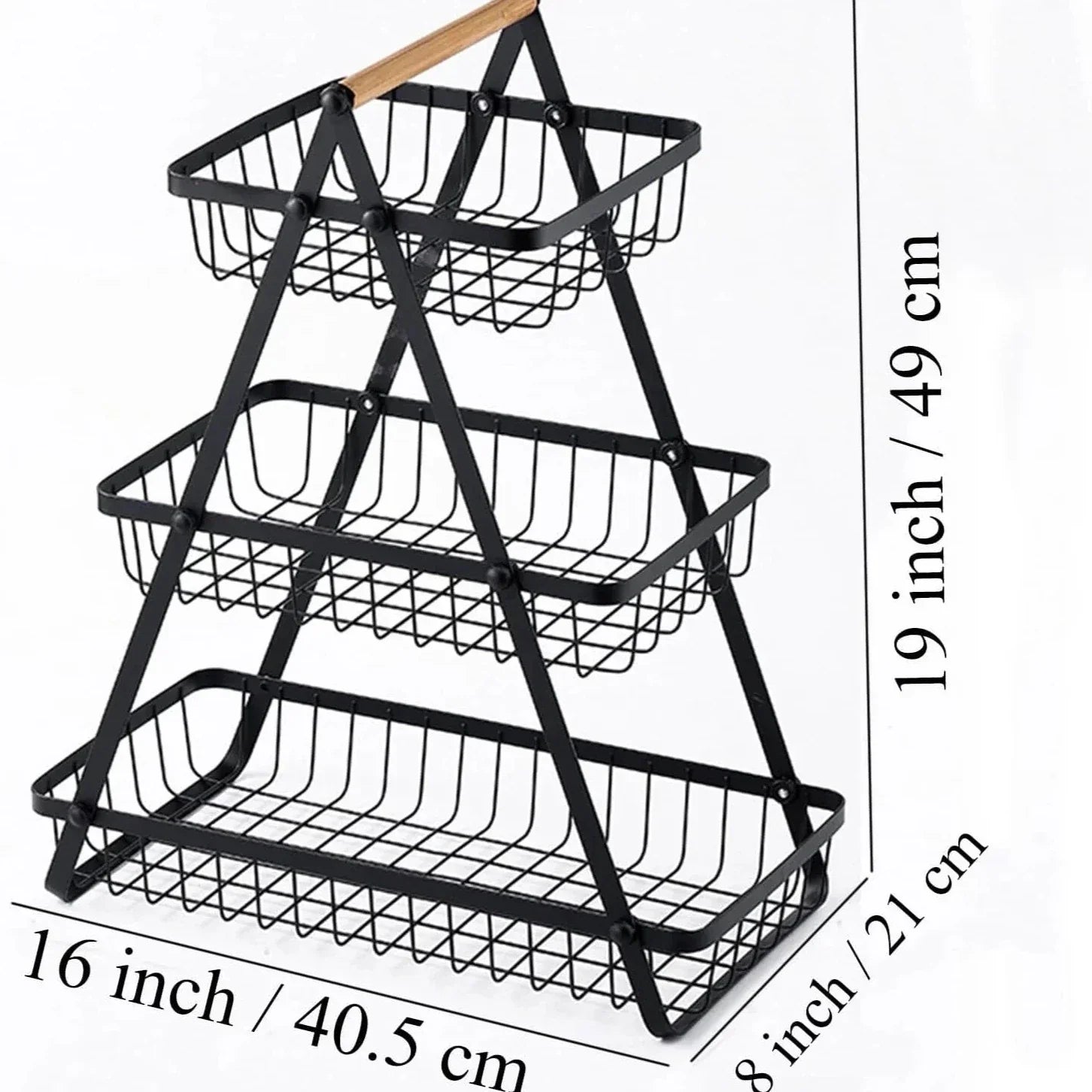 KITCHEN 3-TIERS COUNTER TOP FRUITS & VEGETABLES BASKET