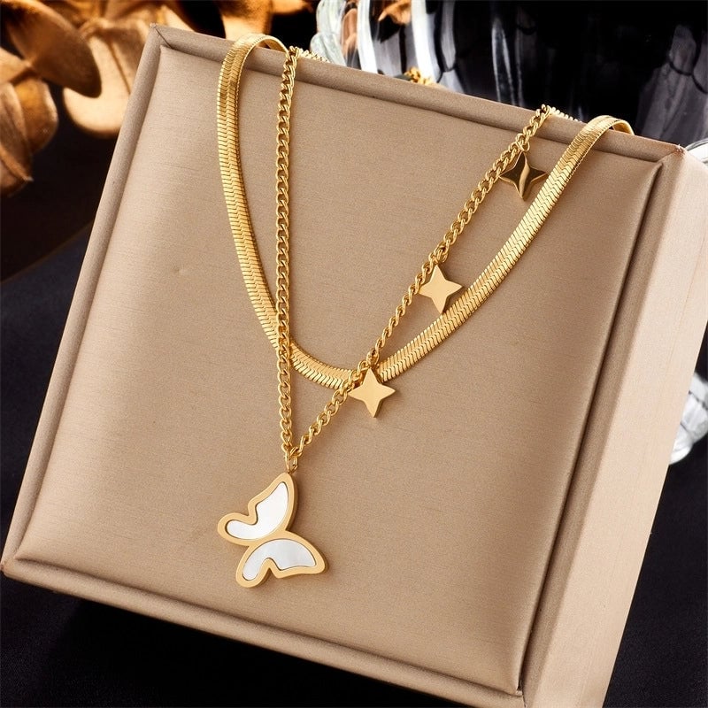 Minimalist Star Heart Shape Titanium Steel Plating Necklace