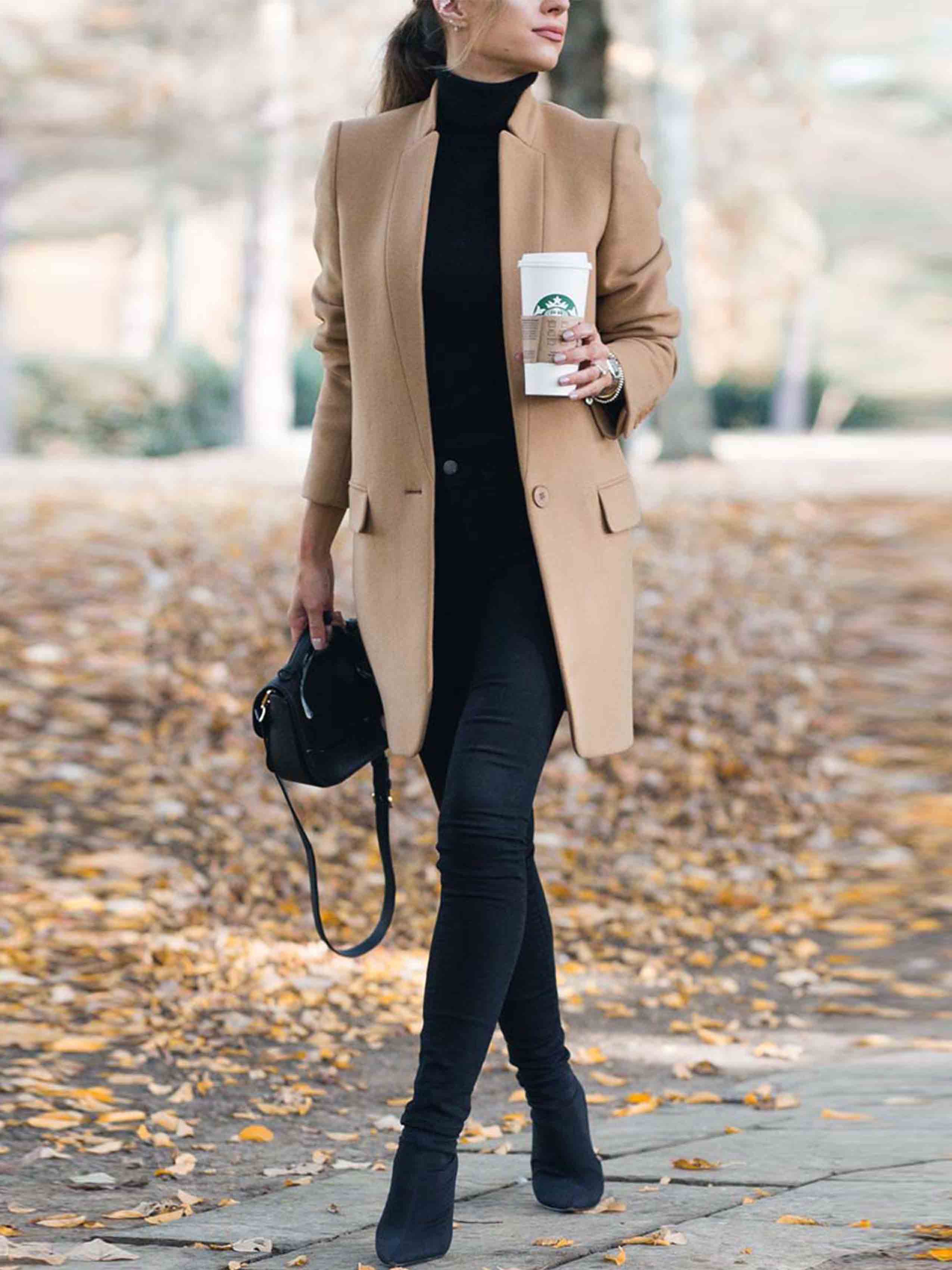 One Button Khaki Coat