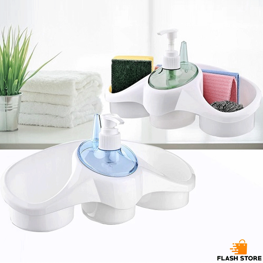 Sponge Holder And Soap Dispenser Sink Organizer