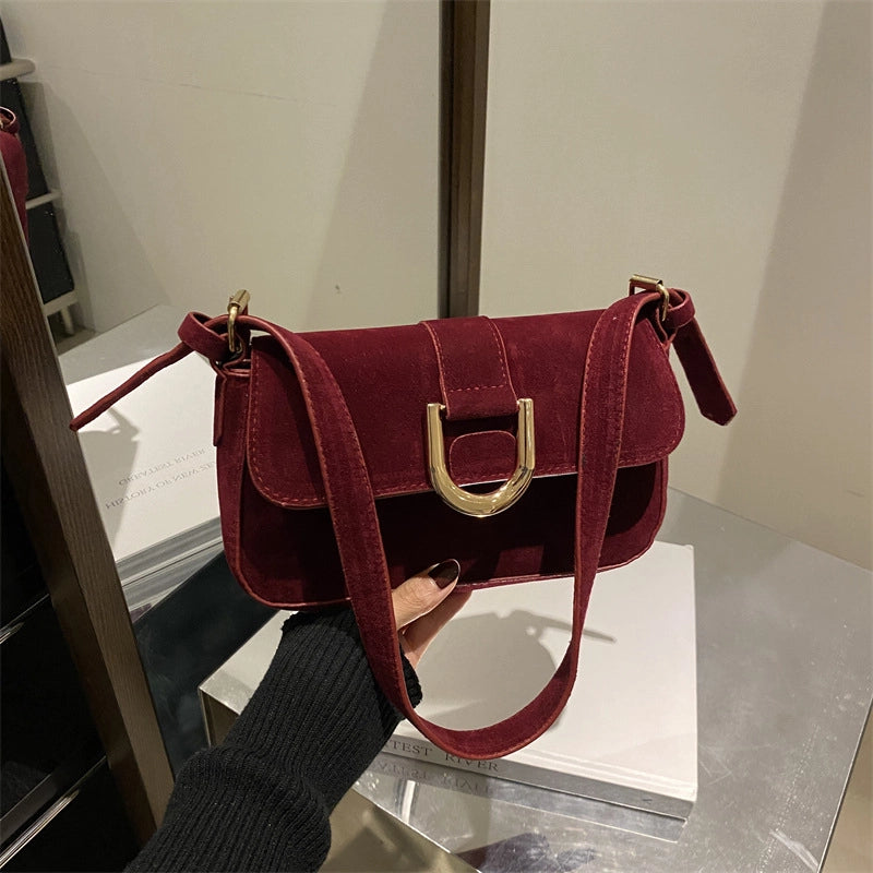 Women's Medium Special Solid Color Streetwear Sewing Thread Square Flip Cover Crossbody Bag